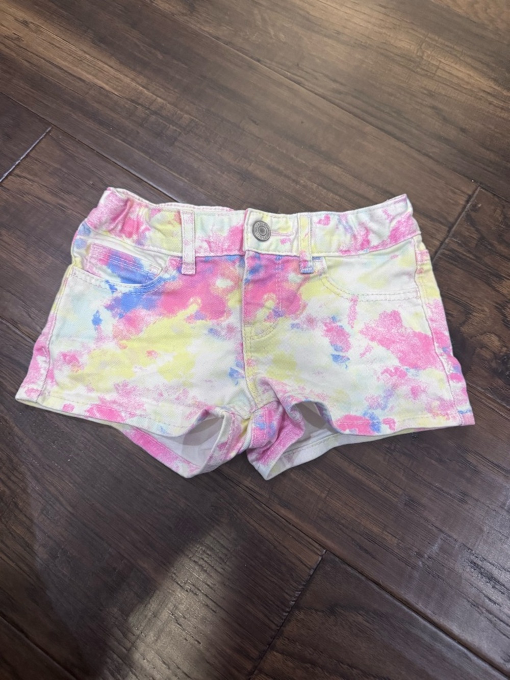 Gap 1969 Tie-Dye Denim Shorts in Pink, Yellow & Blue
